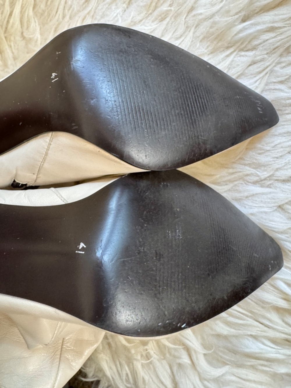 ALDO Vintage Y2K Ivory Leather Pointed Toe Boots Early 2000s pointy toes Size 9 - Picture 8 of 16